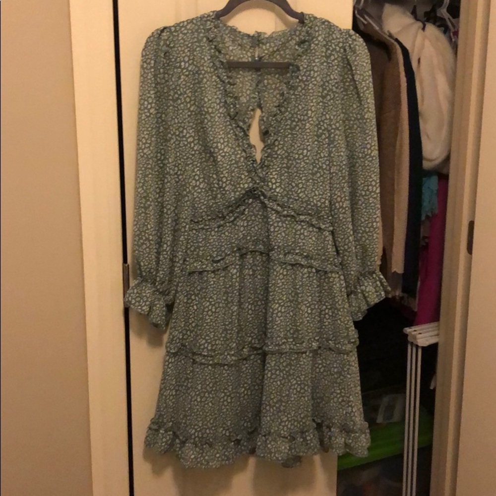 Green and white dress